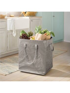 Brightroom Foldable Rolling Storage Bag with Wheels Gray Tote Storage